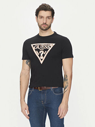 Guess Erkek Siyah Triangle Logolu Tişört