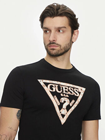 Guess Erkek Siyah Triangle Logolu Tişört