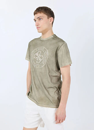 Guess Bisiklet Yaka Desenli Yeşil Erkek T-Shirt M5GI12K8FQ4G896 SS CN SPRAY CRACK
