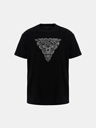 Guess Erkek Siyah Çiçek Nakışlı Tişört