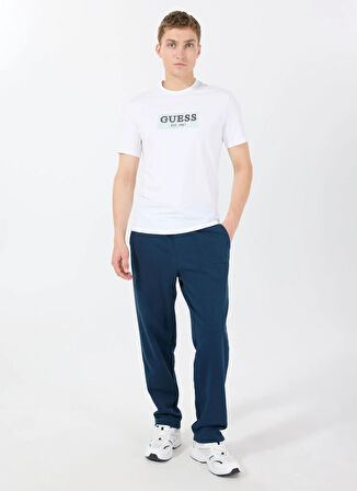 Guess Bisiklet Yaka Desenli Beyaz Erkek T-Shirt M5GI19J1314G011 SS CN GUESS BOX ST