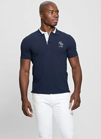 Guess Desenli Lacivert Erkek Polo T-Shirt M5GP60K7O64G7V2 LYLE SS POLO
