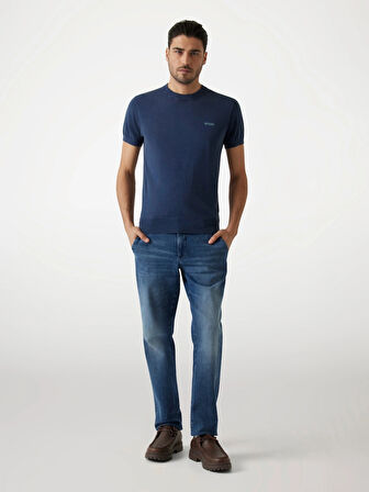 Guess Cornell Erkek Lacivert Ipek Karışımlı  T-Shirt M4GR05Z3DN1-G7V2