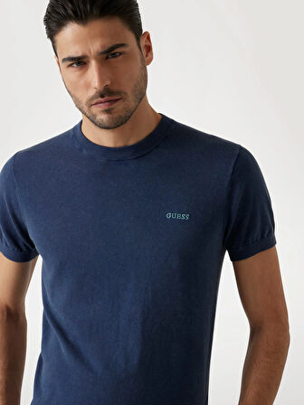Guess Cornell Erkek Lacivert Ipek Karışımlı  T-Shirt M4GR05Z3DN1-G7V2