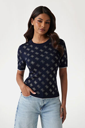 Kadın Rosie 4G Logo T-Shirt - Lacivert | XS