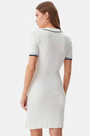 Guess Kadın Beyaz Thalia Polo Yaka Triko Elbise