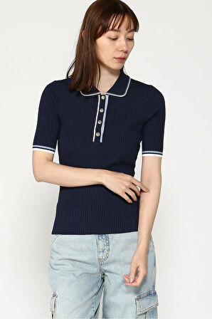 Kadın Thalia Polo Yaka T-Shirt - Lacivert | L