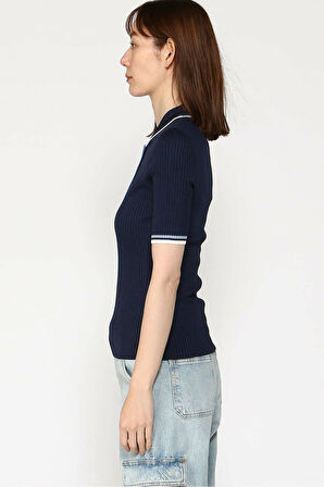 Kadın Thalia Polo Yaka T-Shirt - Lacivert | L