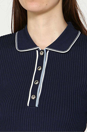 Kadın Thalia Polo Yaka T-Shirt - Lacivert | L