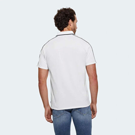 Guess Erkek Bej Quattro G Şeritli Polo Tişört