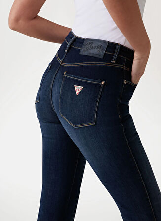 Guess Yüksek Bel Düz Paça Regular Fit Mavi Kadın Denim Pantolon SEXY STRAIGHT POWER - ECO VISCOSE B