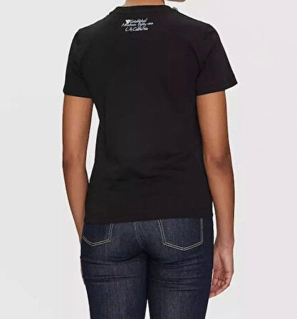 Guess Kadın Siyah Zincir Detaylı Jean Tişört