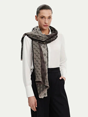 Guess Kadın Siyah Viskon Logolu Şal 65x180