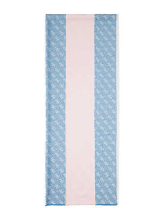 Guess Kadın Mavi Mürdüm Viskon Logolu Şal 65x180