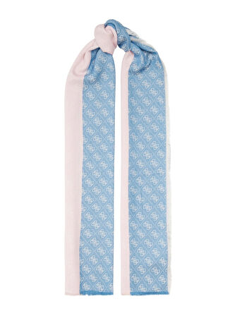 Guess Kadın Mavi Mürdüm Viskon Logolu Şal 65x180