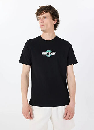 Guess Jeans Bisiklet Yaka Desenli Siyah Erkek T-Shirt M5GI23K8HM0JBLK GJ SS CN SLIM SUNS