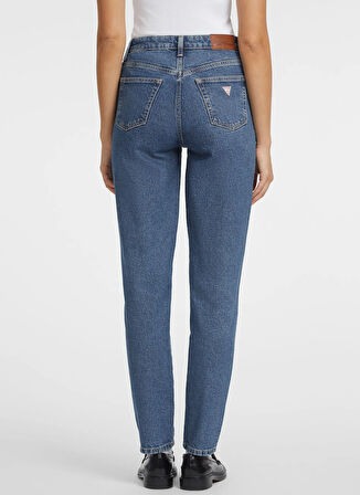Guess Jeans Yüksek Bel Düz Paça Relaxed Mavi Kadın Denim Pantolon Guess Jeans Kadın Relaxed Fit Jean