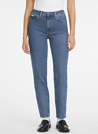 Guess Jeans Yüksek Bel Düz Paça Relaxed Mavi Kadın Denim Pantolon Guess Jeans Kadın Relaxed Fit Jean