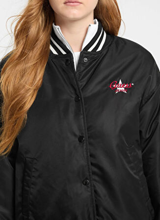 Guess Jeans Siyah Kadın Ceket GJ BOMBER JKT WITH EMBROIDERY