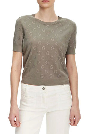 Guess JASMINE G CN SS BOXY SWTR Kadın Haki Kazak W5GR05Z3D60-G9D5