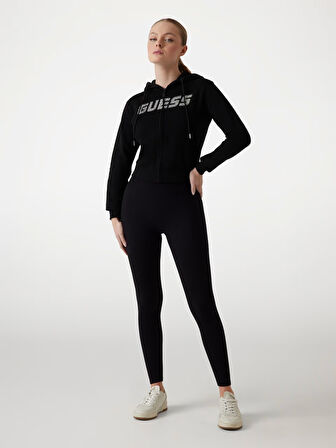 Guess Logolu Yapay Elmas Taşlı Kapüşonlu Kadın Sweatshirt V5GQ10KCRP0