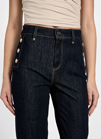 Guess Yüksek Bel İspanyol Paça Skinny Fit Lacivert Kadın Denim Pantolon New Faye Kadın Modal Karışımlı Skin
