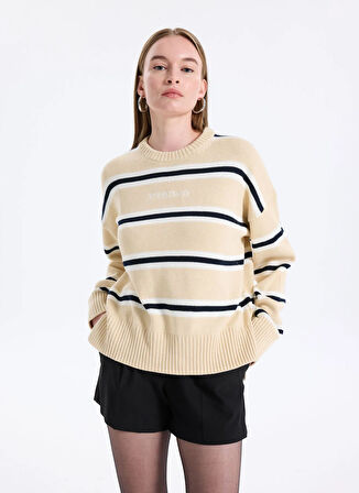 Guess Jeans Yuvarlak Yaka Standart Çizgili Çok Renkli Kazak Kadın Gj Ls Cn Kadın Triko