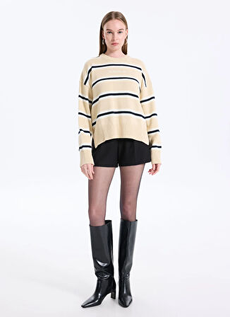 Guess Jeans Yuvarlak Yaka Standart Çizgili Çok Renkli Kazak Kadın Gj Ls Cn Kadın Triko