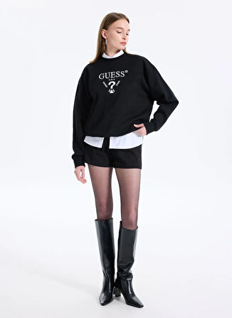 Guess Gömlek Yaka Krem Kadın Sweatshırt Roberta Kadın Aktif Sweatshirt