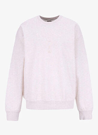 Guess Gömlek Yaka Krem Kadın Sweatshırt Roberta Kadın Aktif Sweatshirt