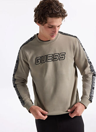 Guess Bisiklet Yaka Haki Erkek Sweatshırt Z4GQ24K6ZS1-G9D5 Arlo Erkek Aktif