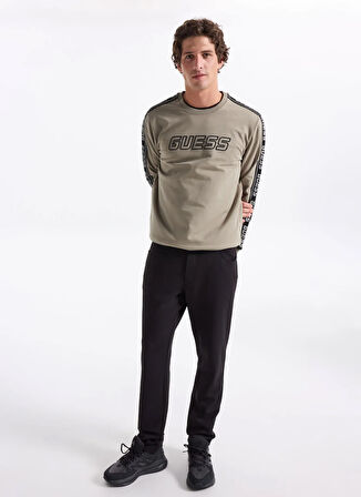 Guess Bisiklet Yaka Haki Erkek Sweatshırt Z4GQ24K6ZS1-G9D5 Arlo Erkek Aktif