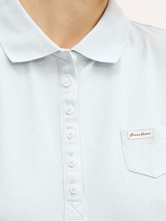 Guess Jeans GJ SLEEVELESS COLLAR SLIM PKT Kadın Mavi T-shirt W5GP24KCYR1-G7O7