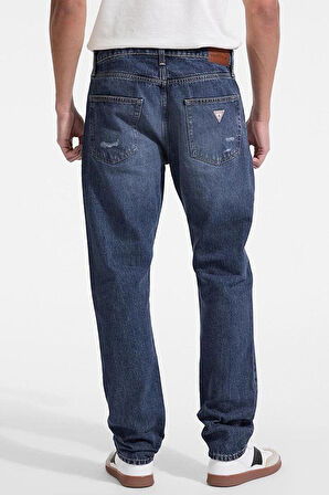 Erkek GJ Düz Kesim Eskitme Görünümlü Jean Pantolon - Mavi | 29/32