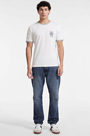 Erkek GJ Düz Kesim Eskitme Görünümlü Jean Pantolon - Mavi | 29/32