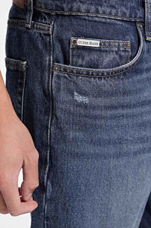 Erkek GJ Düz Kesim Eskitme Görünümlü Jean Pantolon - Mavi | 29/32