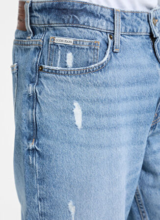 Guess Jeans Normal Bel Relaxed Mavi Erkek Denim Pantolon M5YA90D5R2A-GJED Guess Jeans Erkek
