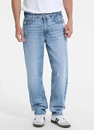 Guess Jeans Normal Bel Relaxed Mavi Erkek Denim Pantolon M5YA90D5R2A-GJED Guess Jeans Erkek
