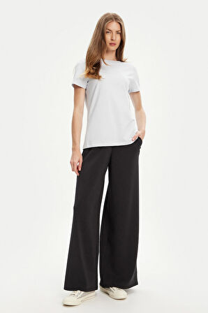 Kadın Regular Fit Taş Detaylı Pamuklu T-Shirt - Mavi | M