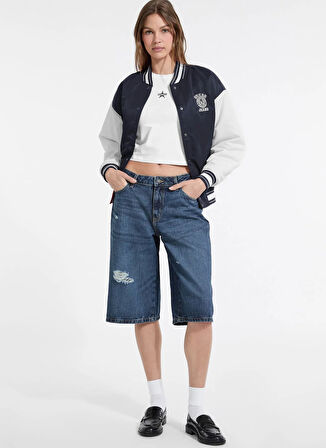 Guess Jeans Standart Lacivert Kadın Ceket Guess Jeans Kadın Bomber Ceket