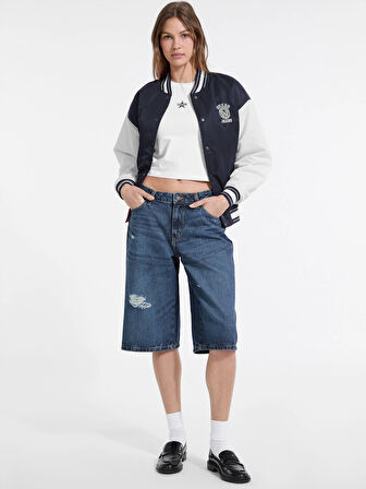 Guess Jeans Kadın Lacivert Bomber Ceket W5YL15WHAA2-A71W