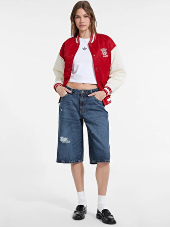 Guess Jeans Kadın Kırmızı Bomber Ceket W5YL15WHAA2-G585