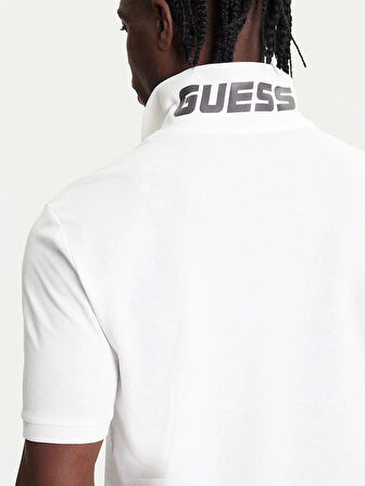 Guess Beppe Erkek Beyaz Aktif Slim Fit Polo T-Shirt Z5YP02K9WF1-G018