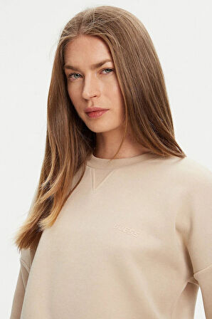 Kadın Cymone Kolu Şeritli Cropped Sweatshirt - Bej | S