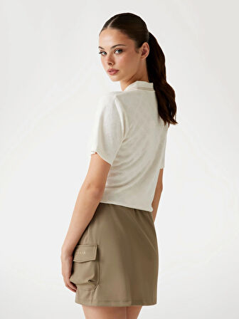 Guess Peony Kadın Krem Aktif Slim Fit Polo T-Shirt V5YP01KCX12-F0EM