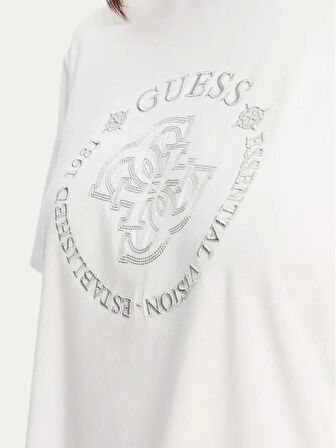 Guess Carla Kadın Beyaz Aktif Boxy Fit T-Shirt V5YI05KCOA2-G011