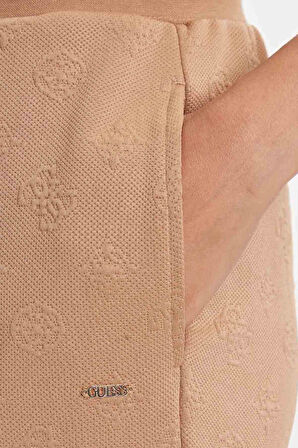 Kadın Regular Fit Monogram Desenli Eşofman Altı - Bej | S