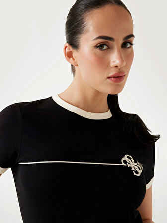 Guess Carmen Kadın Siyah Aktif Slim Fit T-Shirt V5YI01J1314-JBLK