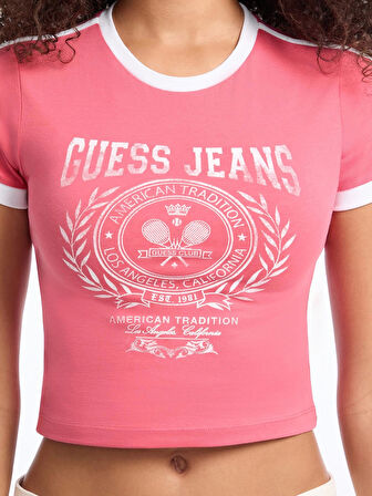 Guess Jeans Kadın Pembe Boxy Fit T-Shirt W5YI03J1314-A619
