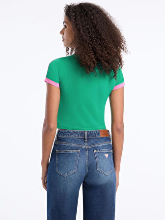 Guess Jeans Kadın Yeşil Boxy Fit T-Shirt W5YI03J1314-A899